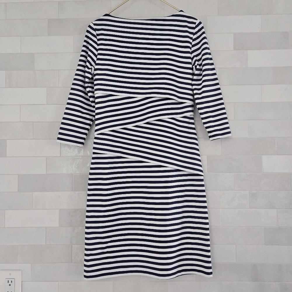 J. McLaughlin Nicola Tiered Layered Wrap Dress 3/4 Sleeve Knee Length Mini Small - Picture 9 of 9